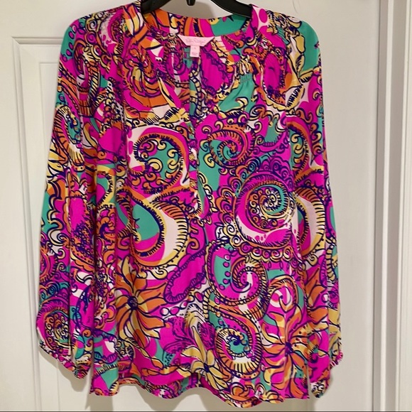 Lilly Pulitzer EUC Elsa Silk Blouse *Rare Print - Picture 2 of 12